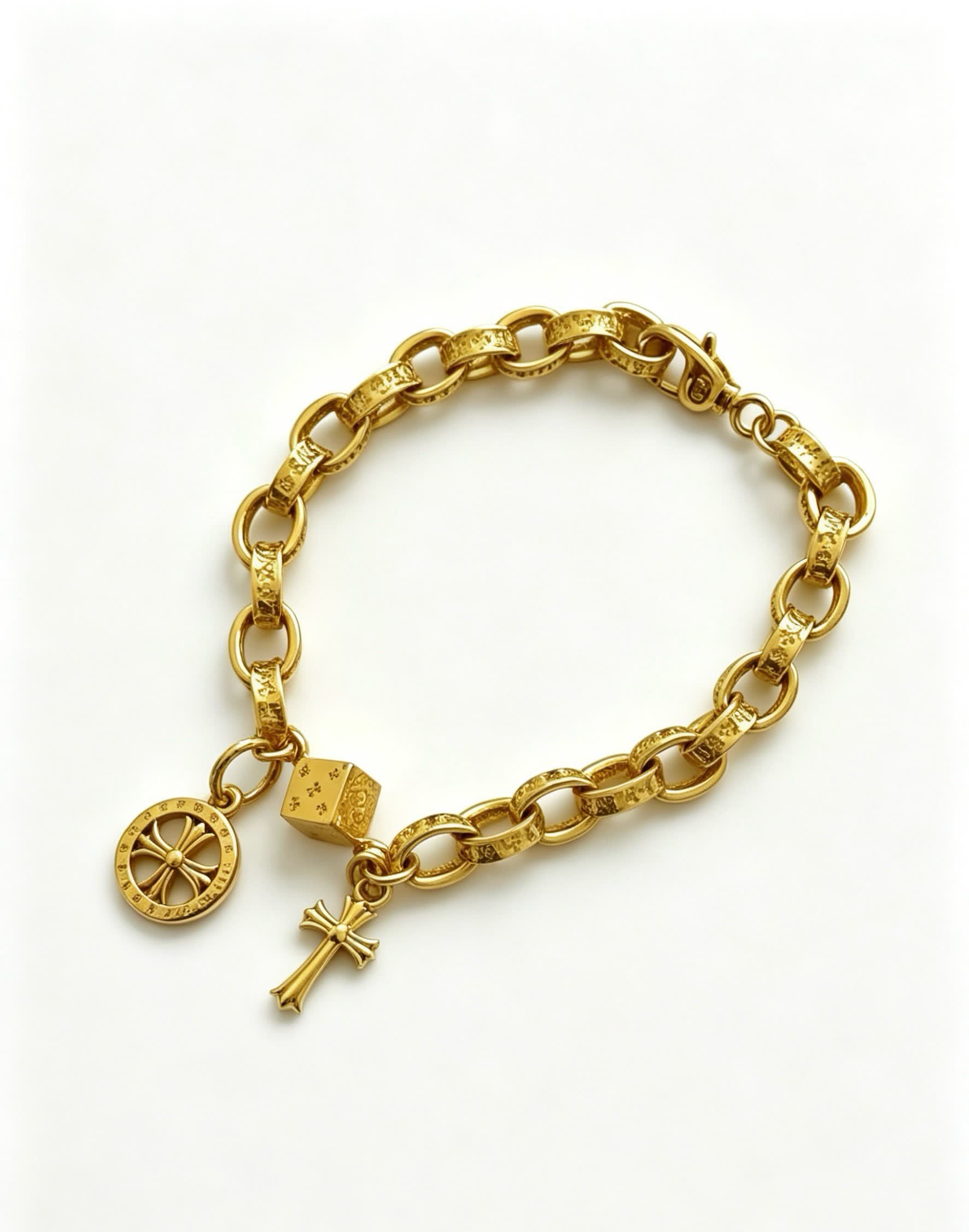 Chrome Hearts Gold Tone Bracelet with Charms